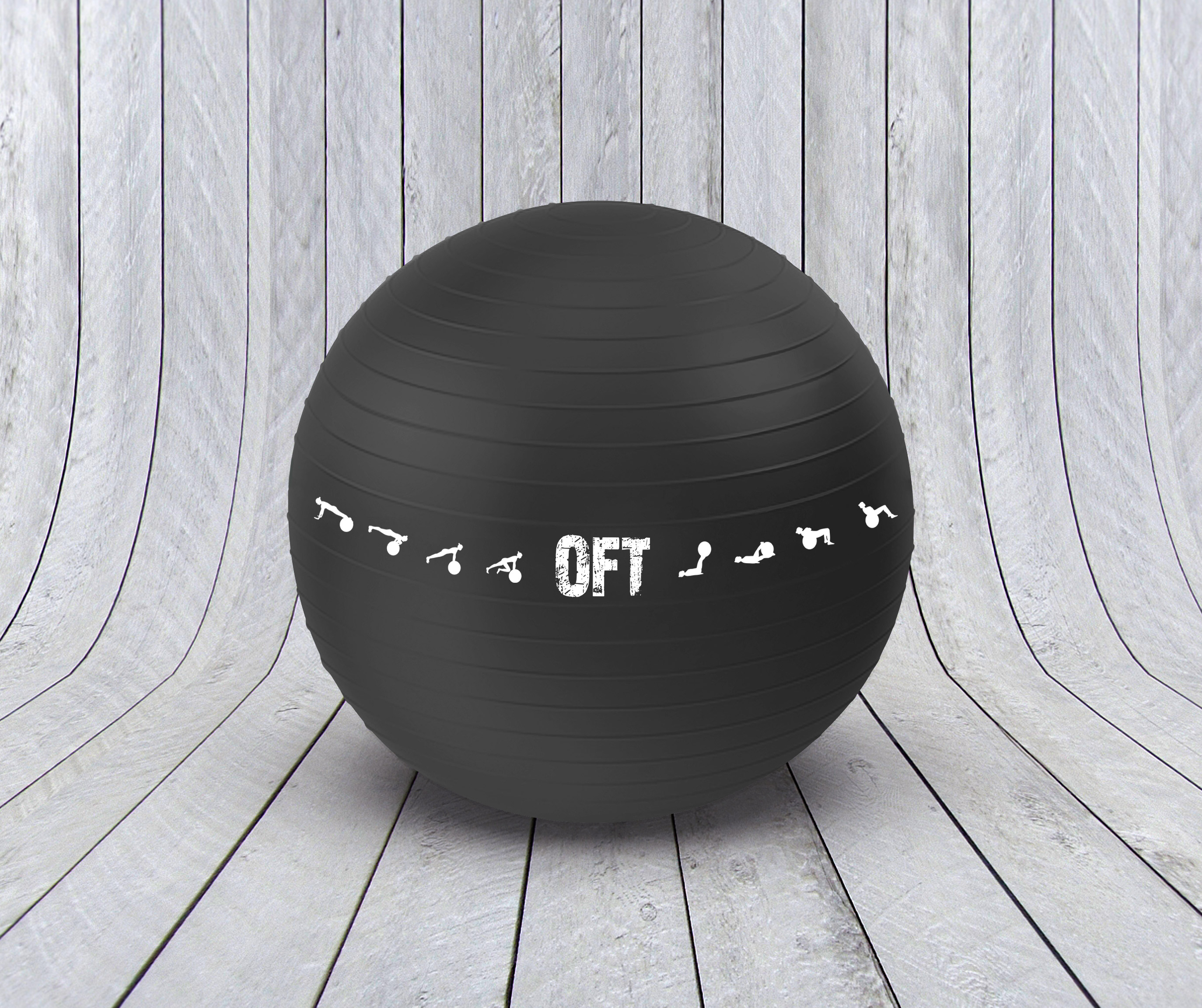 Гимнастический мяч 75 см черный с насосом. Фото N2