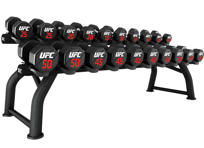 Горизонтальная стойка для хранения гантелей на 10 пар UFC. Фото N2