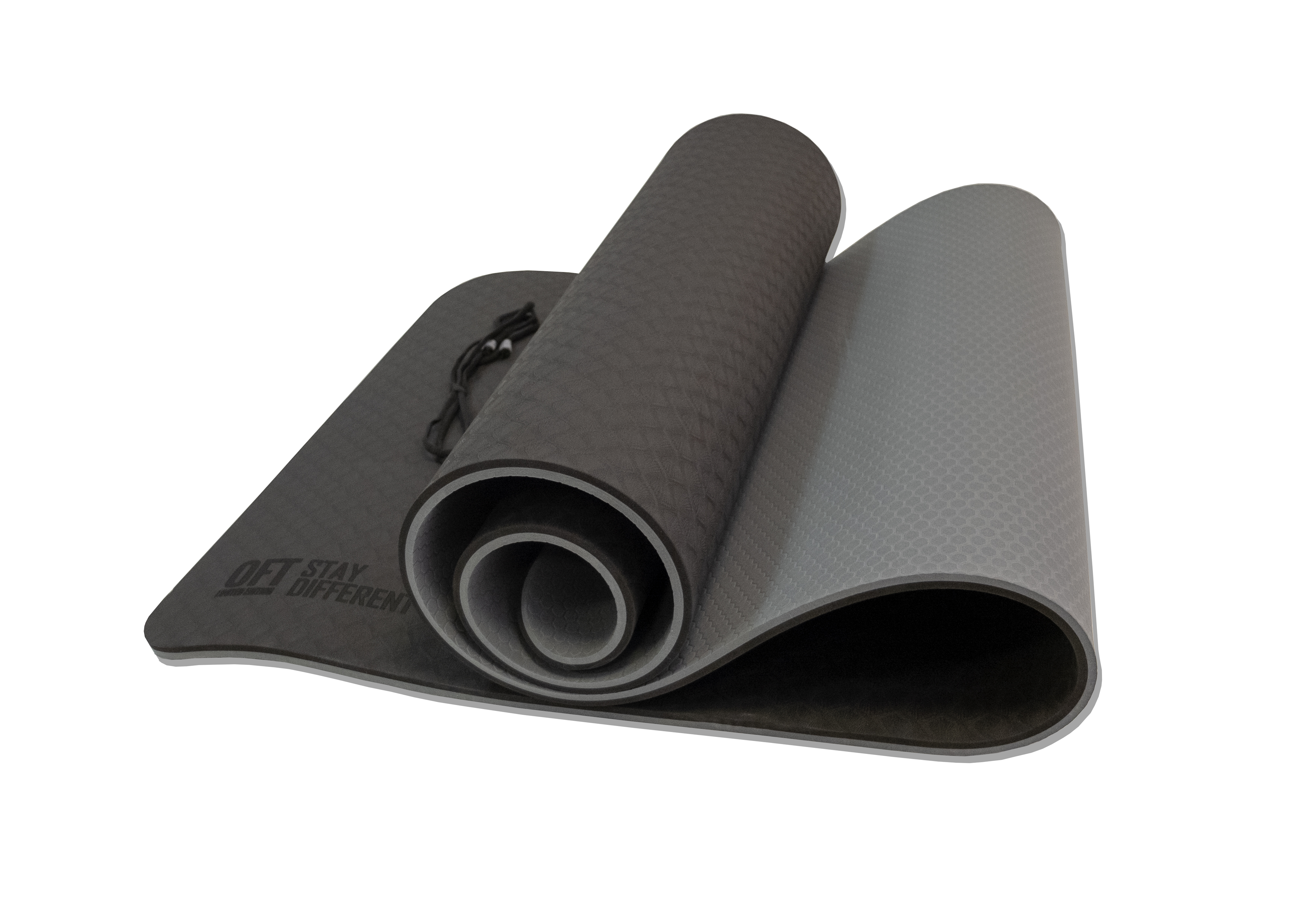 Коврик для йоги 10 мм двухслойный TPE черно-серый. Фото N3